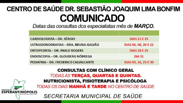 COMUNICADO - SECRETARIA DE SAÚDE